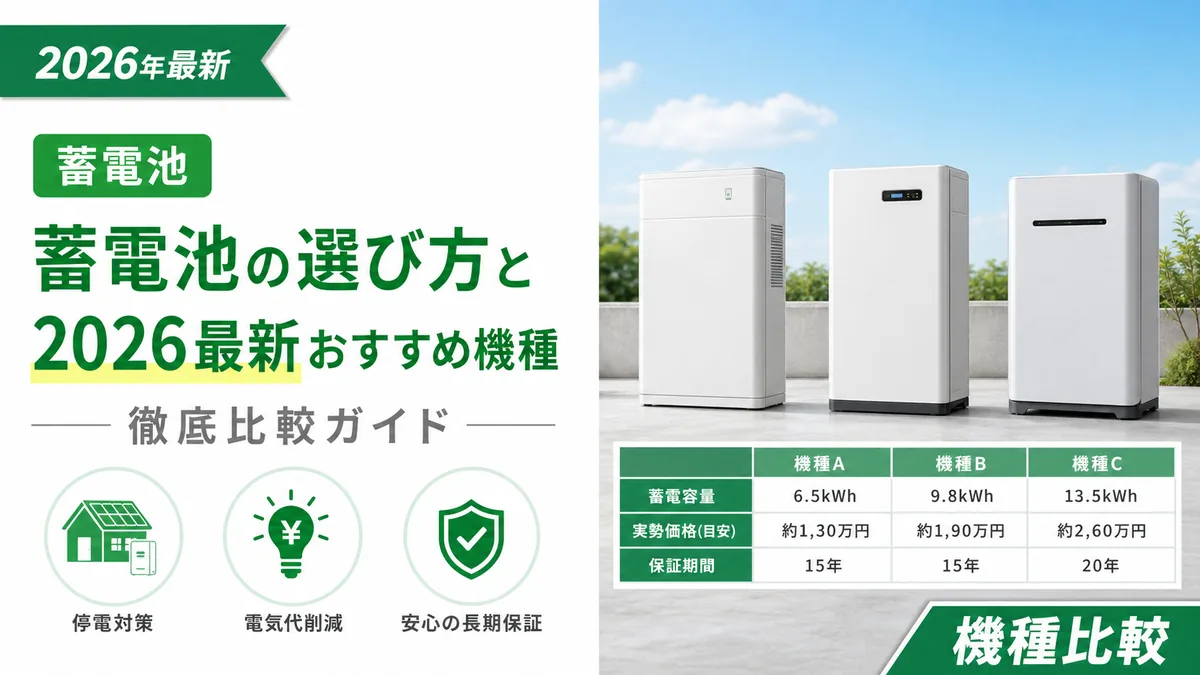 蓄電池の選び方と2026年最新おすすめ機種を徹底比較