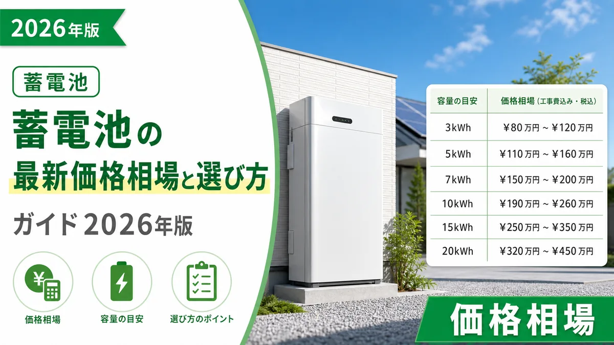 蓄電池の最新価格相場と選び方ガイド2026年版