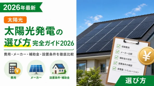 太陽光発電の選び方完全ガイド2026｜費用・メーカー・補助金・設置条件を徹底比較