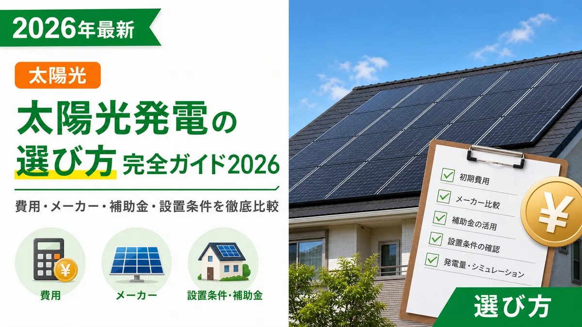 太陽光発電の選び方完全ガイド2026｜費用・メーカー・補助金・設置条件を徹底比較