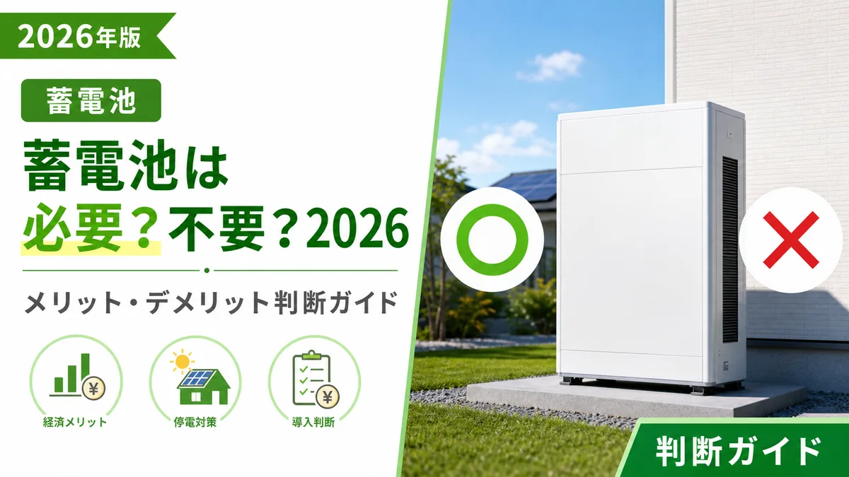 蓄電池は必要？不要？2026年版メリット・デメリット判断ガイド