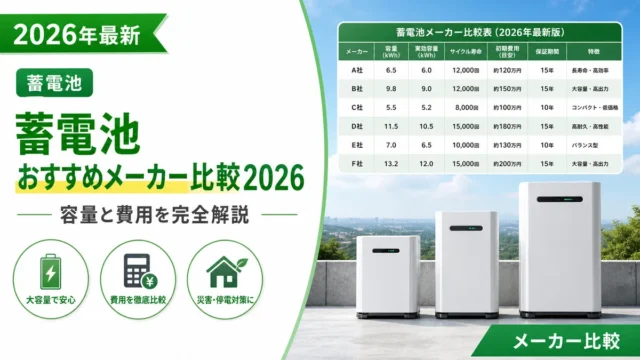 蓄電池おすすめメーカー比較2026｜容量と費用解説
