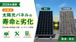 太陽光パネルの寿命と劣化｜25年後の発電量と交換・メンテナンス費用