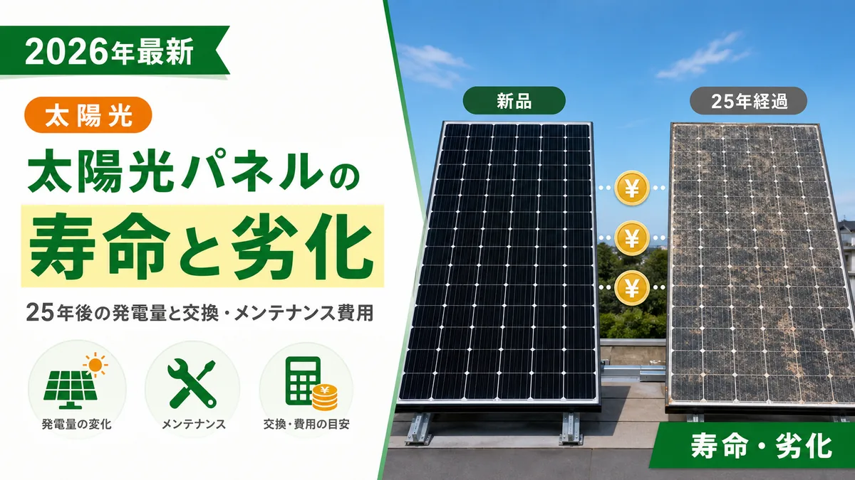 太陽光パネルの寿命と劣化｜25年後の発電量と交換・メンテナンス費用