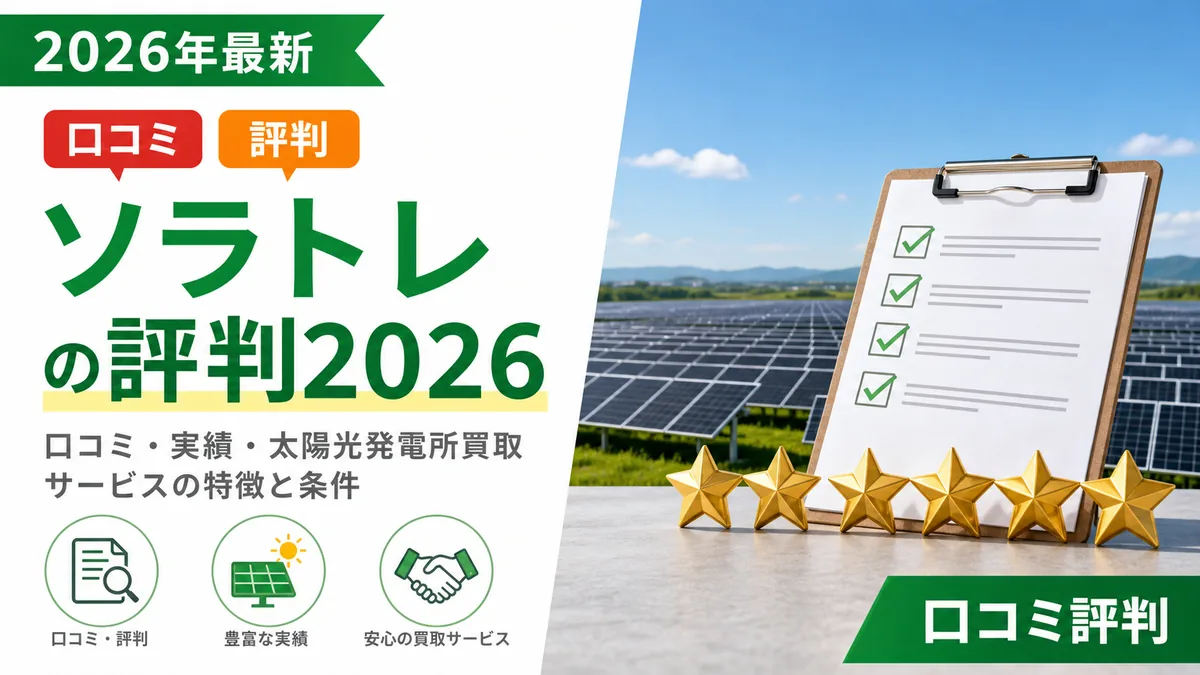 【ソラトレの評判2026】口コミ・実績・太陽光発電所買取サービスの特徴と条件