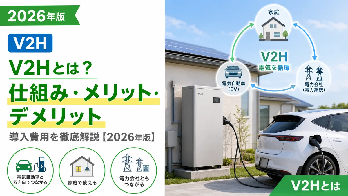 V2Hとは？仕組み・メリット・デメリット・導入費用を徹底解説【2026年版】